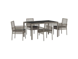 Maison Exclusive - Juego de comedor de jardín de 5 piezas, mimbre gris, Pe