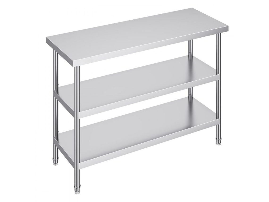 Mesa de Acero Inoxidable para Cocina y Taller 457x1219 Mm con Estante Ajustable Tekmaquinas