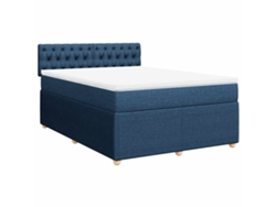 Maison Exclusive - Cama Box Spring Con Colchón Tela Azul 140x190 Cm