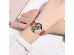 Reloj De Cuarzo Con Correa De Piel Pu Casual Unisex De Moda Patrón Cartoon Rojo