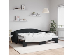 Sofá Cama Nido Con Colchón Tela Negro 80x200 Cm