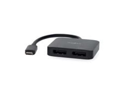 USB-C Adapter USB 3.2 Gen 1 USB-C Male 2x Displayport Female 4K@60Hz 0.20 m Round Nickel Plated PVC Black Box NEDIS