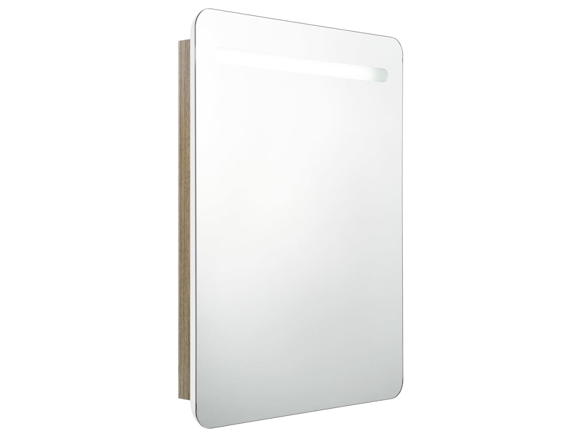 Maison Exclusive - Armario De Baño Con Espejo Y Led Blanco Y Roble 60x11x80 Cm