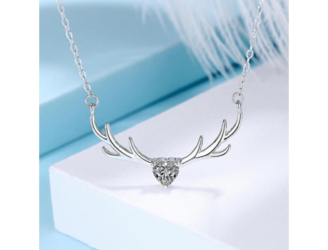 Collar de plata esterlina de asta mujer elk cuerno cadena colgante de chicas accesorios de joyería regalo