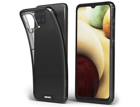 Funda Protectora MOOZY Xframe a Prueba de Golpes para Samsung A12 Transparente con Borde Negro Funda Híbrida Transparente de Doble Color con Borde ...