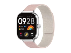 Bracelete Para Redmi Watch 6 / 5 / 4 - Silicone Macio Magnético - Textura De Lichia Rosa Estelar