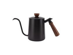 Cafetera Beanie de 600 ml en acero inoxidable 304, mango de madera, color negro