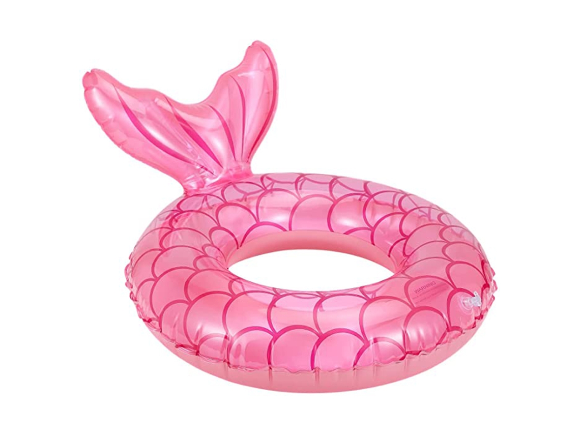 Flotador inflable para piscina de verano con forma de cola de pez