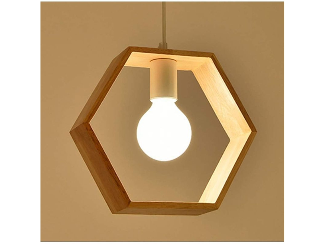 2026-lámpara Colgante De Madera Industrial, Forma Hexagonal, Moderna, Base E27/e26, 100-240v, 60cm Cable Ajustable
