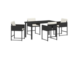 Juego de comedor de jardín Vidaxl de 5 piezas en mimbre negro