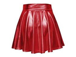 2026altiro-falda Estampada Acampanada De Lino Brillo Metálico De Mujer Con Cintura Alta Para Actuaciones Rojo Talla L