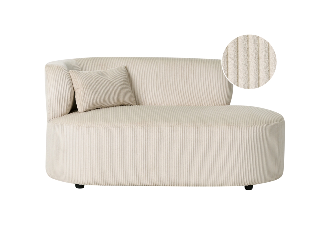 Chaise Longue Izquierda Beliani Vanvey De Bombazine Crema 147x78x73