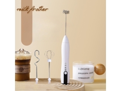 Espumador de leche, batidora eléctrica con 3 varillas, ideal para café, capuchino, chocolate caliente y huevos (claras) Cuich
