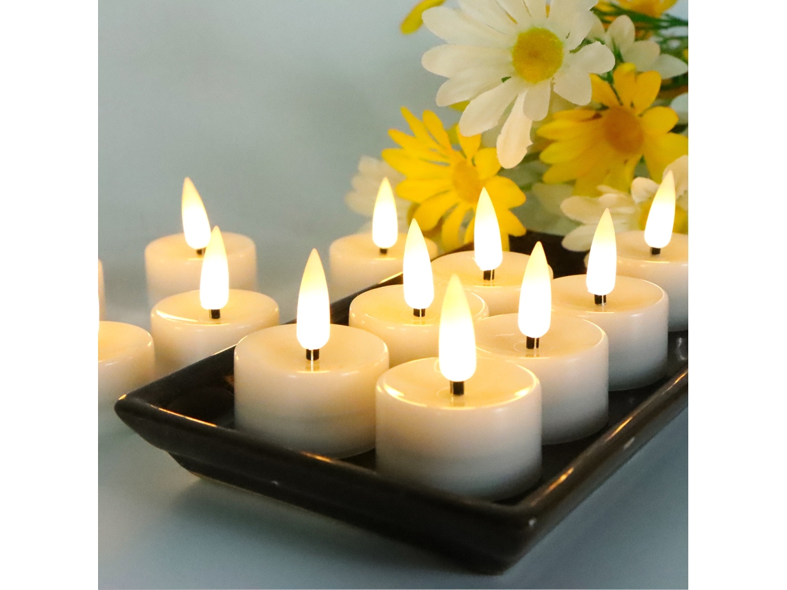 (12 Velas Led Blancas Intermitentes), Funciona Con Pilas, Parpadea Sin Llama, Aptas Para Decoración De Fiestas.
