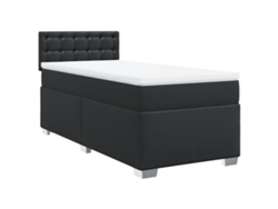 Maison Exclusive - Cama Box Spring Con Colchón Cuero Sintético Negro 100x200 Cm