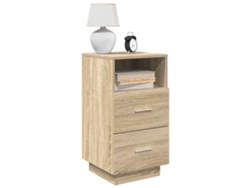 Pack 2 Uds Mesitas De Nochemesilla De Noche Con 2 Cajones Roble Sonoma 36x36x68 Cm Wsd93601