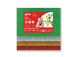Blister con 4 Hojas Goma Eva Glitter A4 Surtidos