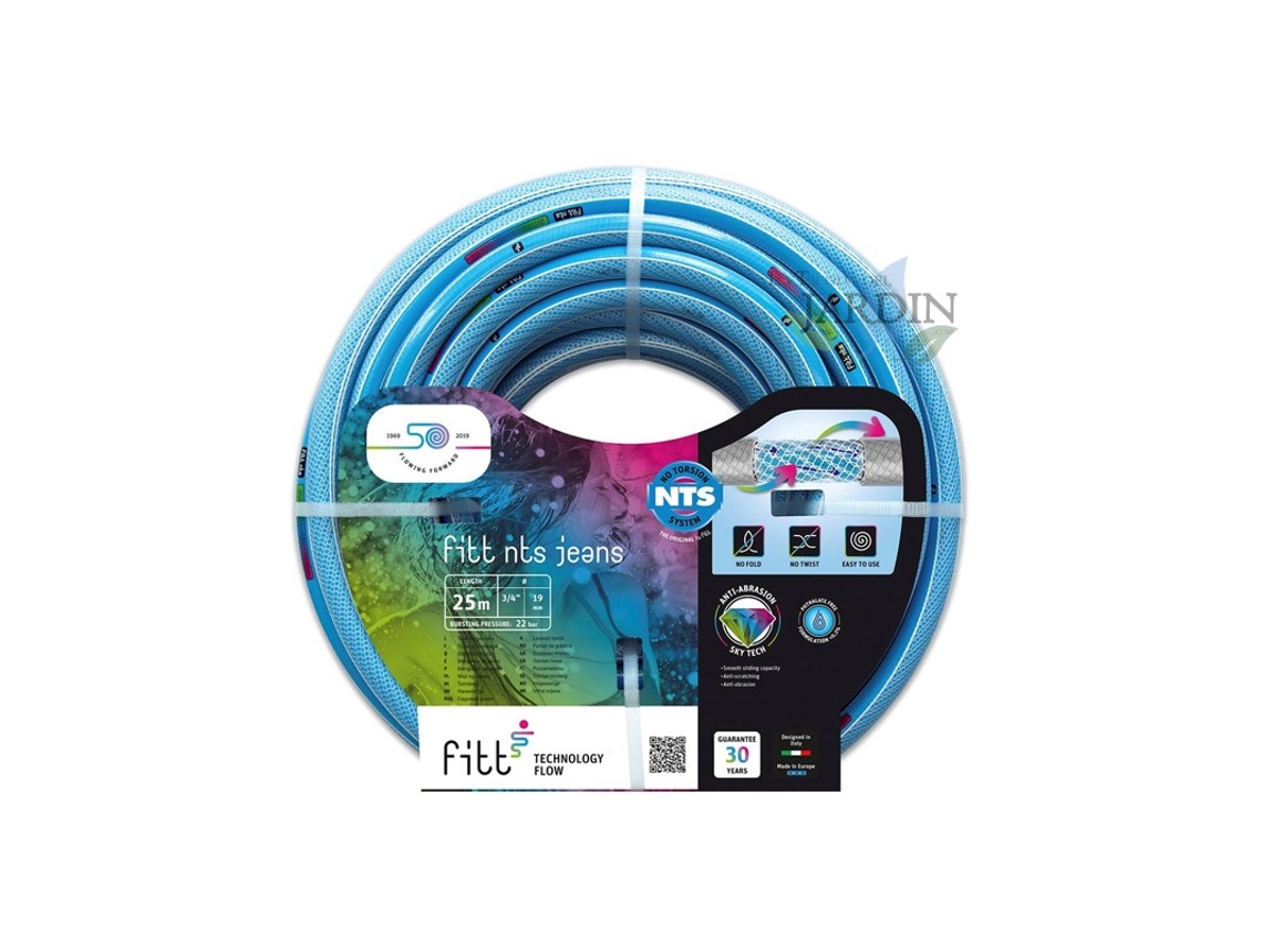 Kit Manguera De Riego Jardín Nts Jeans 15 Mm 15 Metros Con Nueva Lanza | Antitorsión Con 6 Capas | Riego Profesional