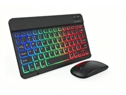 Conjunto Teclado Y Ratón Inalámbrico Negro, Retroiluminación Rgb, Teclas Silenciosas, Para Trabajo