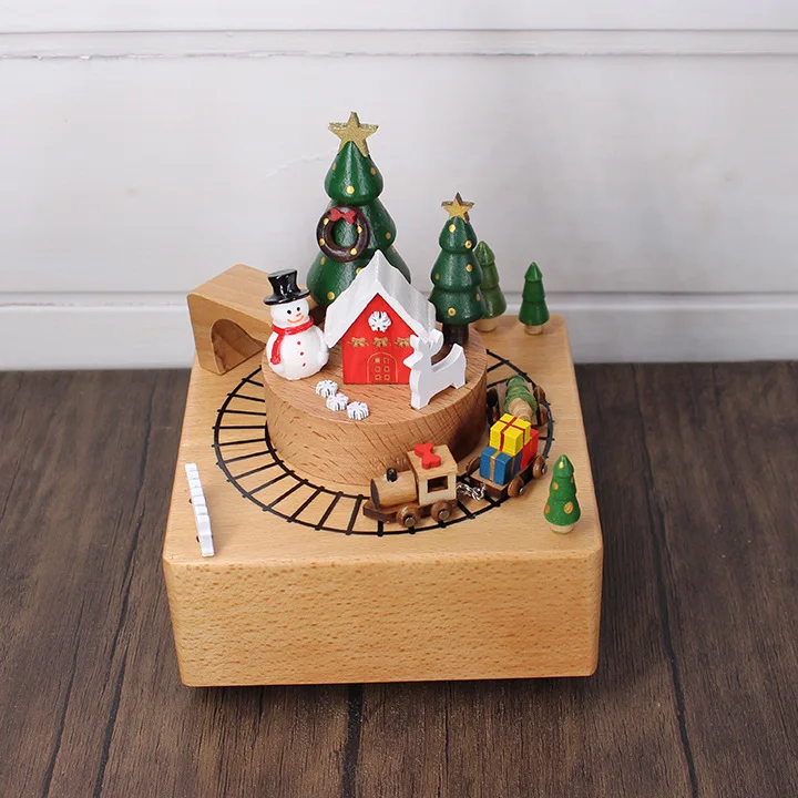 (estilo 9) Caja De Música Navideña De Madera Vintage, Hecha A Mano, Con Mecanismo De Cuerda.
