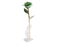 Rosa Mergulhada em Ouro 24k com Base para Dia Dos Namorados e Aniversário Verde