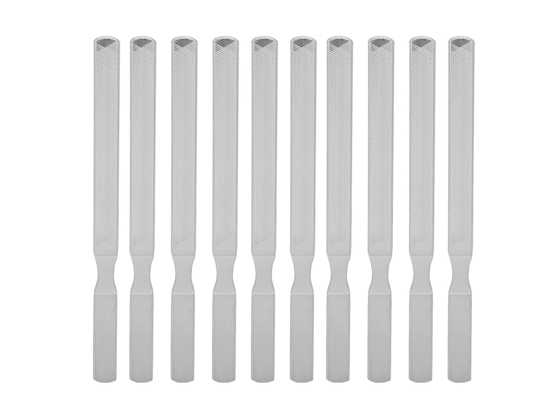 10 Limas De Uñas De Acero Inoxidable Con Mango Antideslizante, 4 Caras Dobles, 130 Mm