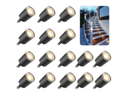 2026-36413-conjunto De 16 Focos Led Empotrables Exteriores, Conector Eu, Luz Blanca Cálida