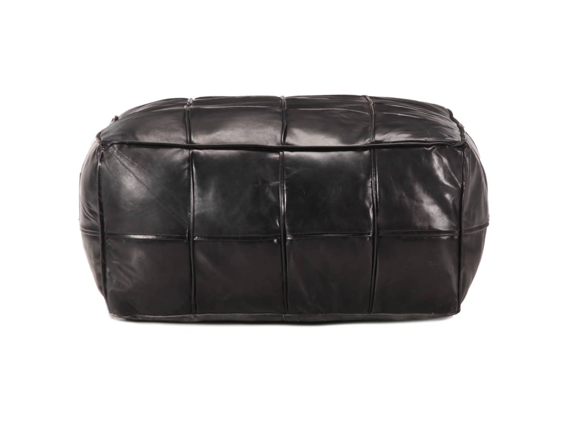 Maison Exclusive - Puf Negro 60x60x30 Cm Cuero Auténtico De Cabra