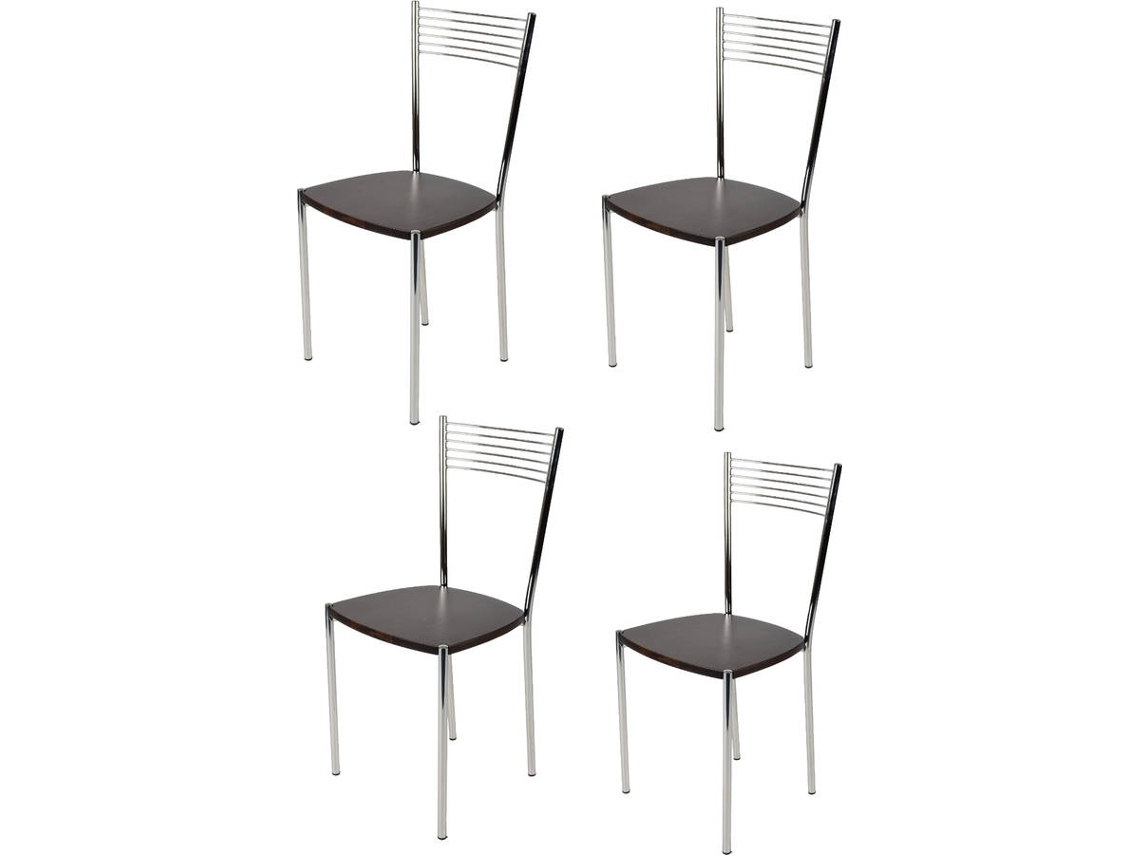 Conjunto de 4 Cadeiras T M C S Elegance M101WE (Castanho Escuro - 87x42x44 cm - Aço)