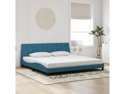Estructura De Cama Sin Colchón Terciopelo Azul 200x200 Cm