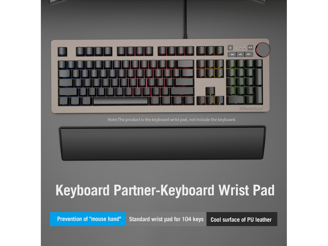 Almohadilla Para Muñeca De Teclado Mecánico Ajazz Espuma De Memoria Cuero Pu 104 Teclas Reposo Ergonómico