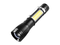 Linterna potente de doble propósito, luz de trabajo con enfoque telescópico y hebilla lateral, Yizhood (negra)