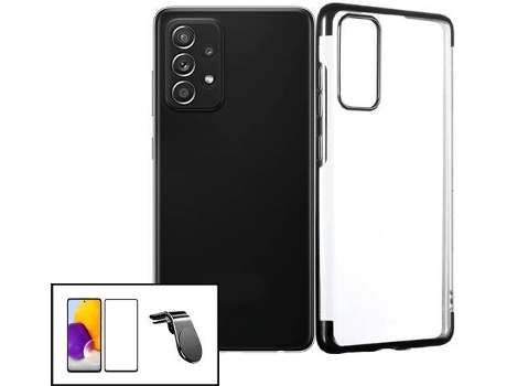 Kit Protector de Cristal Templado 5D Full Cover, Funda SlimArmor y Soporte Magnético L Safe Driving Samsung A52s 5G PHONECARE Negro