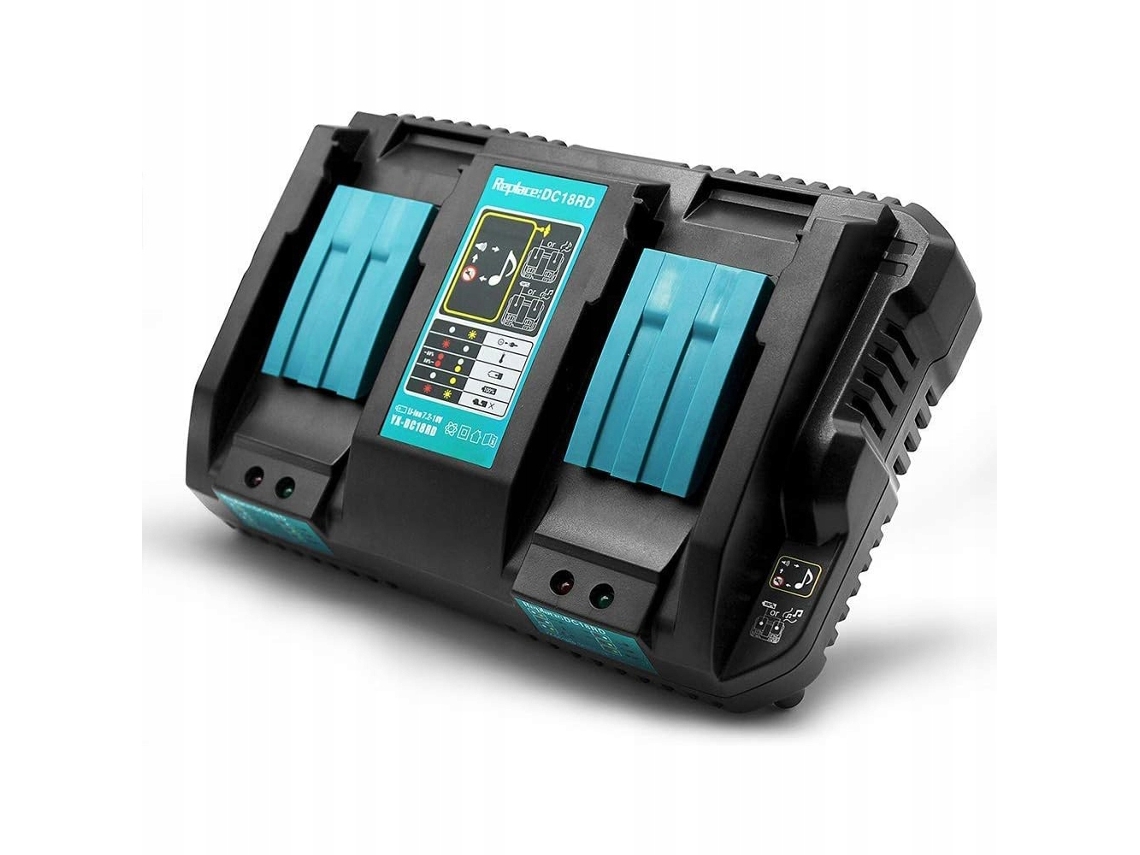 Cargador doble DC18RD – LED 4A | 100–240 V | Compatible con baterías Makita de 7,2 V a 18 V