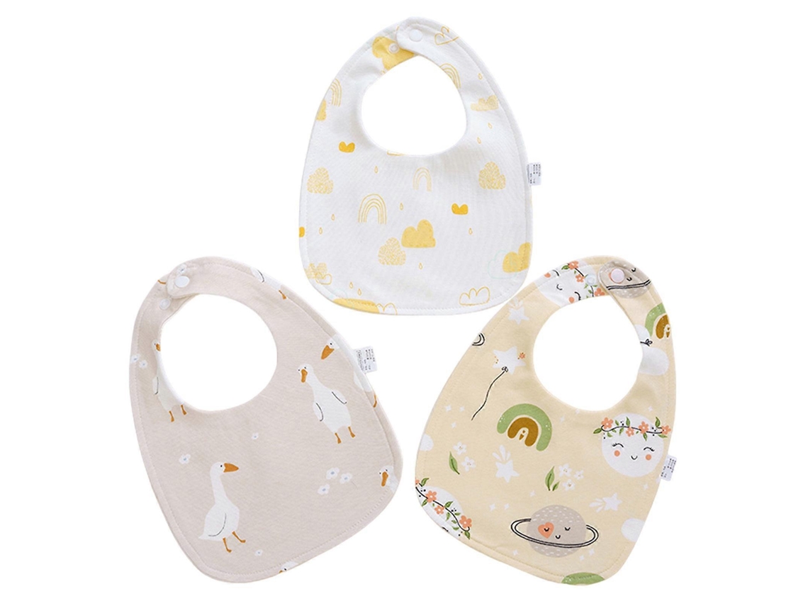 Juego de 3 baberos de algodón estampados para recién nacidos, delantal para bebés babeantes, paño para eructar, baberos absorbentes y resistentes.