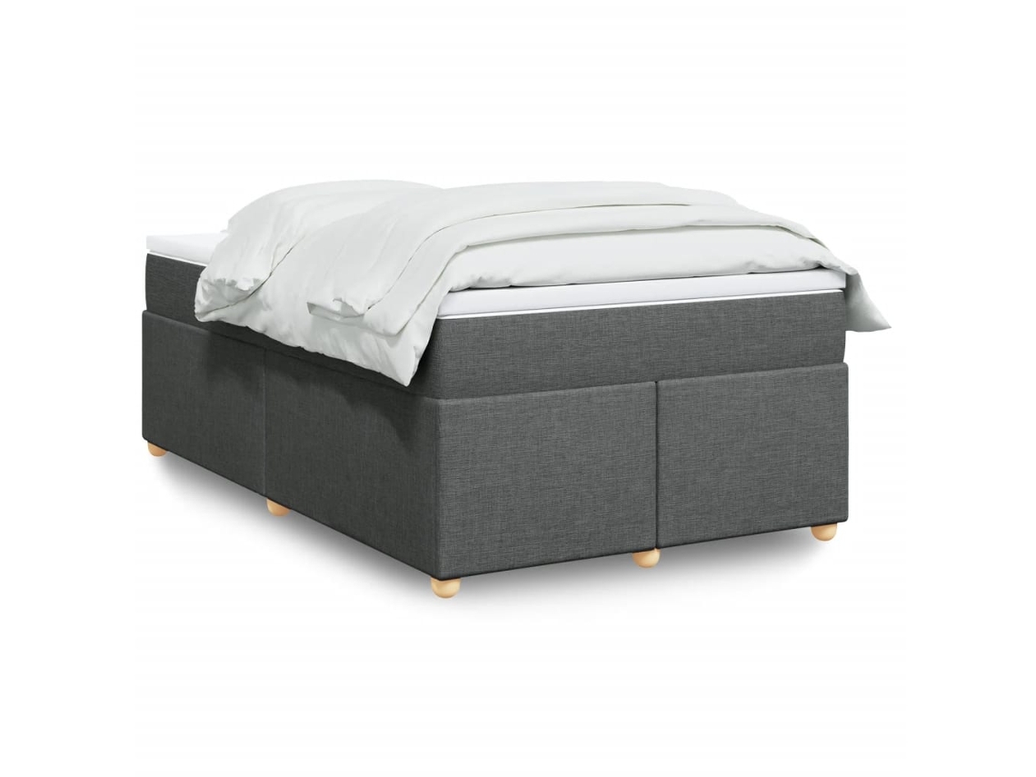 Cama Box Spring Con Colchón Tela Gris Oscuro 120x200 Cm