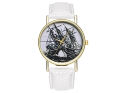 Reloj De Pulsera Analógico De Cuarzo Con Correa Pu Estilo Retro Para Mujer (blanco)