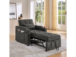 Sofá cama 3 en 1 minimalista, elegante y lujoso con diseño deslizante, función de carga USB, perfecto para siestas, gris.
