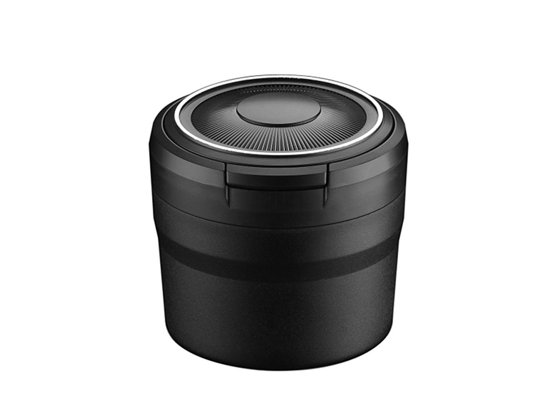 KOFIHETY Cenicero de automóvil con tapa, cenicero portátil para automóvil con diseño de luz LED, anillo de goma de copa sin humo de acero inoxidable de acero i