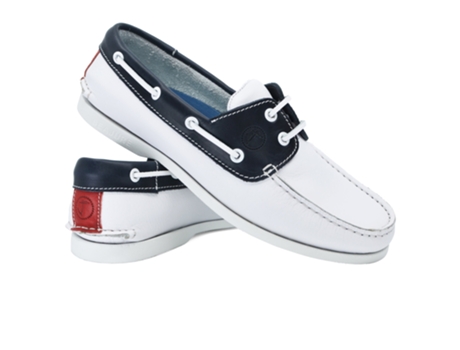 Zapatos Náuticos SEAJURE Navagio Cuero y Goma Hombre (39 - Blanco, Azul Marino y Rojo)