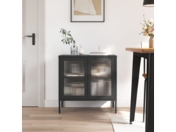 Aparador | Mueble De Comedor | Buffet De Vidrio Y Acero Negro 70x35x70 Cm Wsd384377