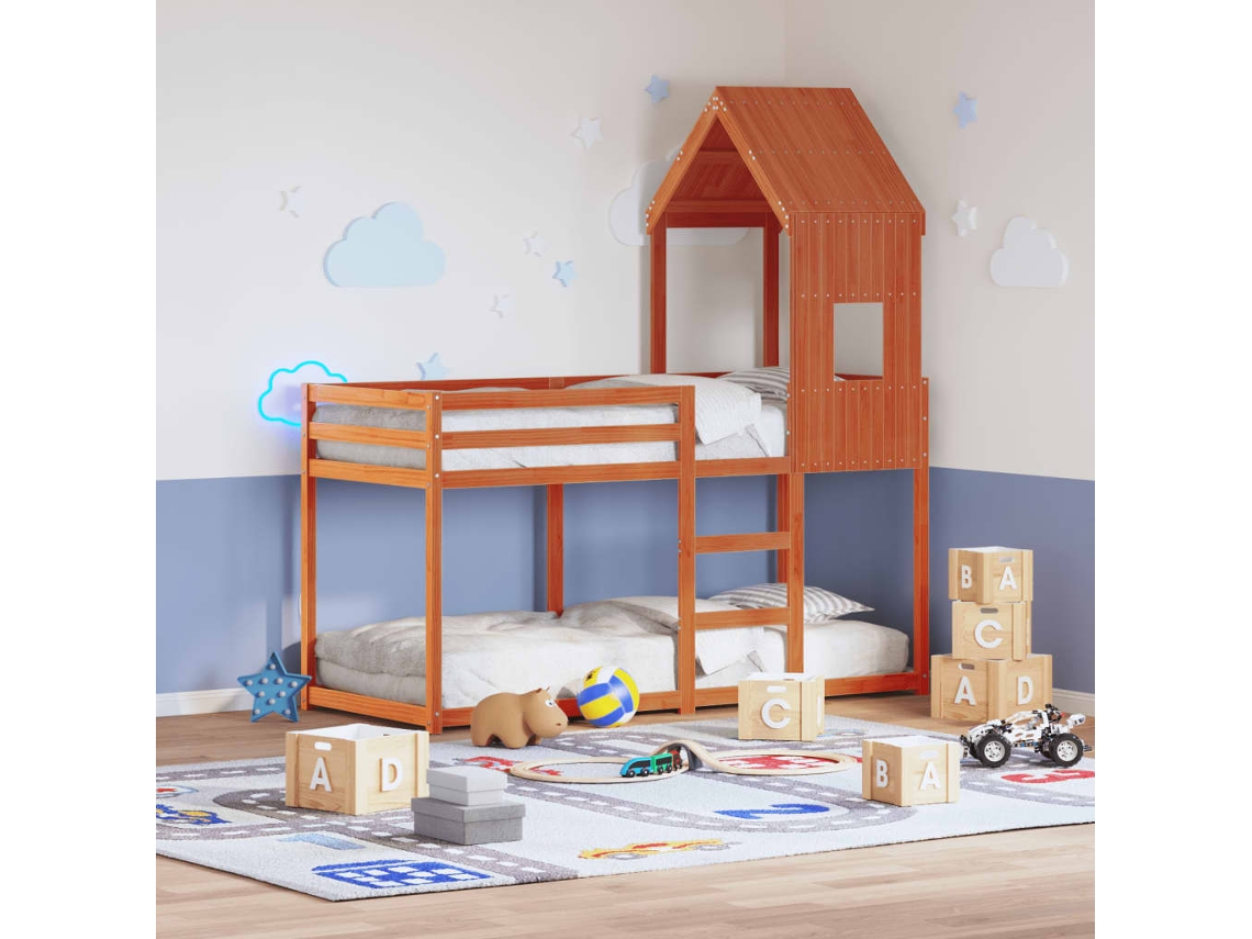 Techo De Cama Infantil Madera Maciza Pino Marrón 60x99x139,5 Cm