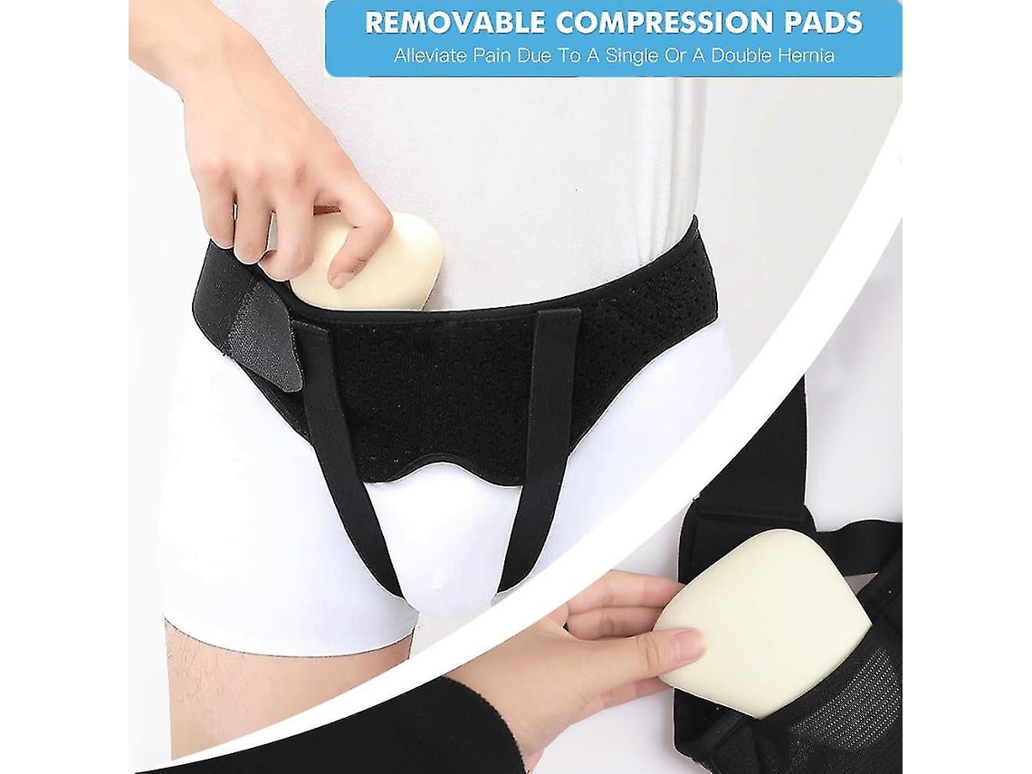 Rebe-faja De Soporte Para Hernia Inguinal Masculina Ajustable Con 2 Almohadillas De Compresión Removibles Y Cinturón Transpirable M 76-90 Cm