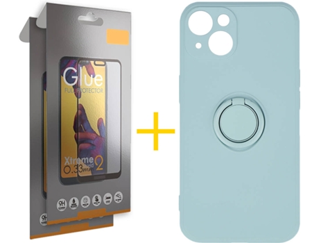 Carcasa + 2 Protectores de Vidrio Full iPhone 13 Mini SKYHE Gel O-Ring Verde Agua