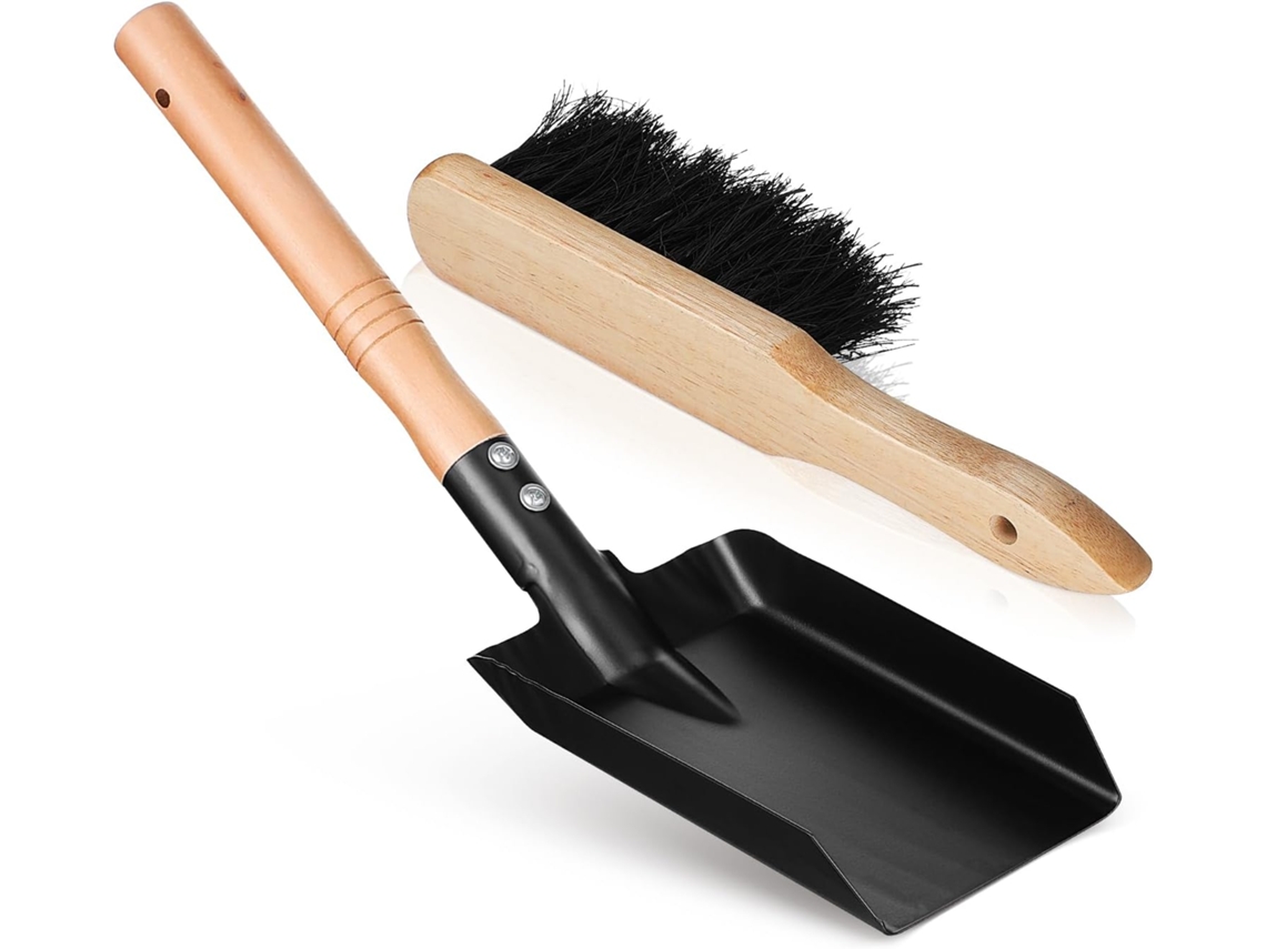 Juego De Recogedor Y Escoba Para Chimeneas Con Mango De Madera. Ligero Y Sin Arañazos, Para Limpiar Jardines Pequeños Y