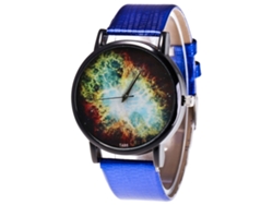Reloj De Pulsera Unisex De Cuarzo Con Correa De Cuero Pu Zhoulianfa (azul)