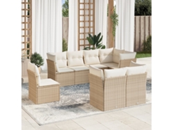 Conjunto de 8 sofás de jardín con cojines de mimbre beige Dkd Home Decor