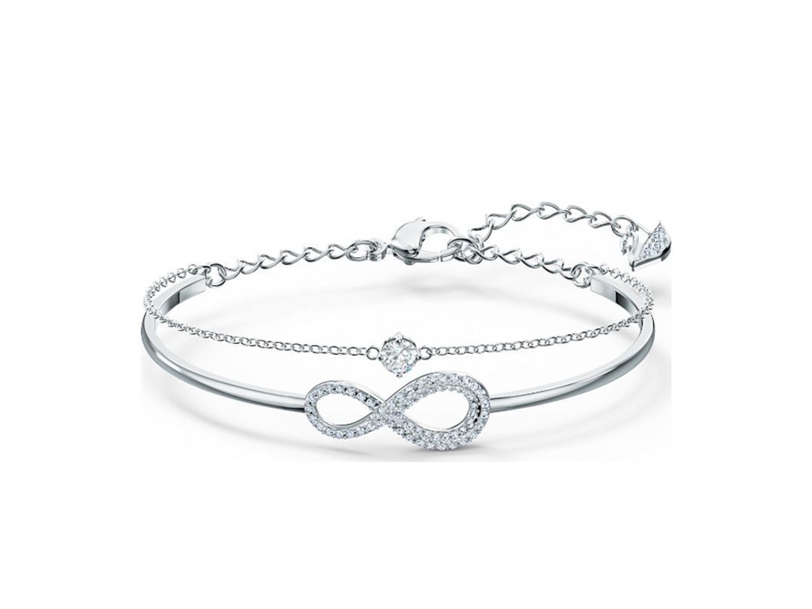 Pulsera Ajustable De Infinito Para Mujer En Plata, Pulsera De Regalo Para Mamá Con Cristales Austriacos.