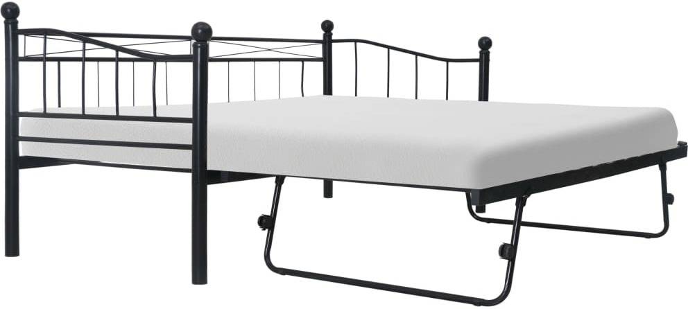 Estructura de Cama VIDAXL en acero 180x200/90x200 cm negro (Compatible con Colchón:180x200 cm)