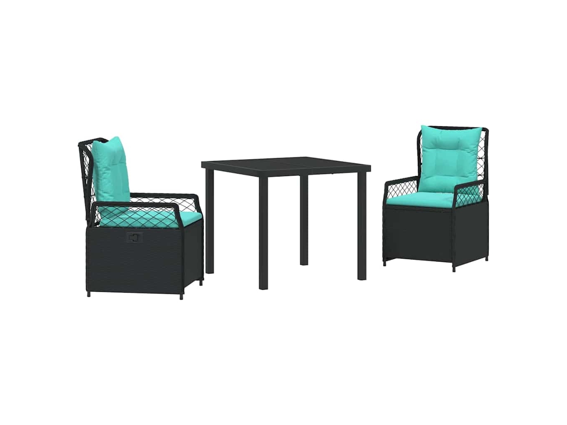 Maison Exclusive - Conjunto De Comedor De Jardín 3 Pcs Negro Ratán Sintético